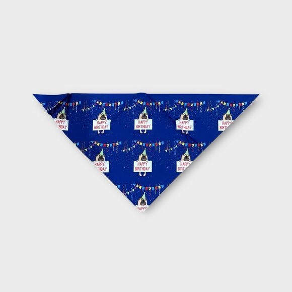 2 FOR $10 Blue Pug Dog Birthday Bandana - Picture 1 of 7
